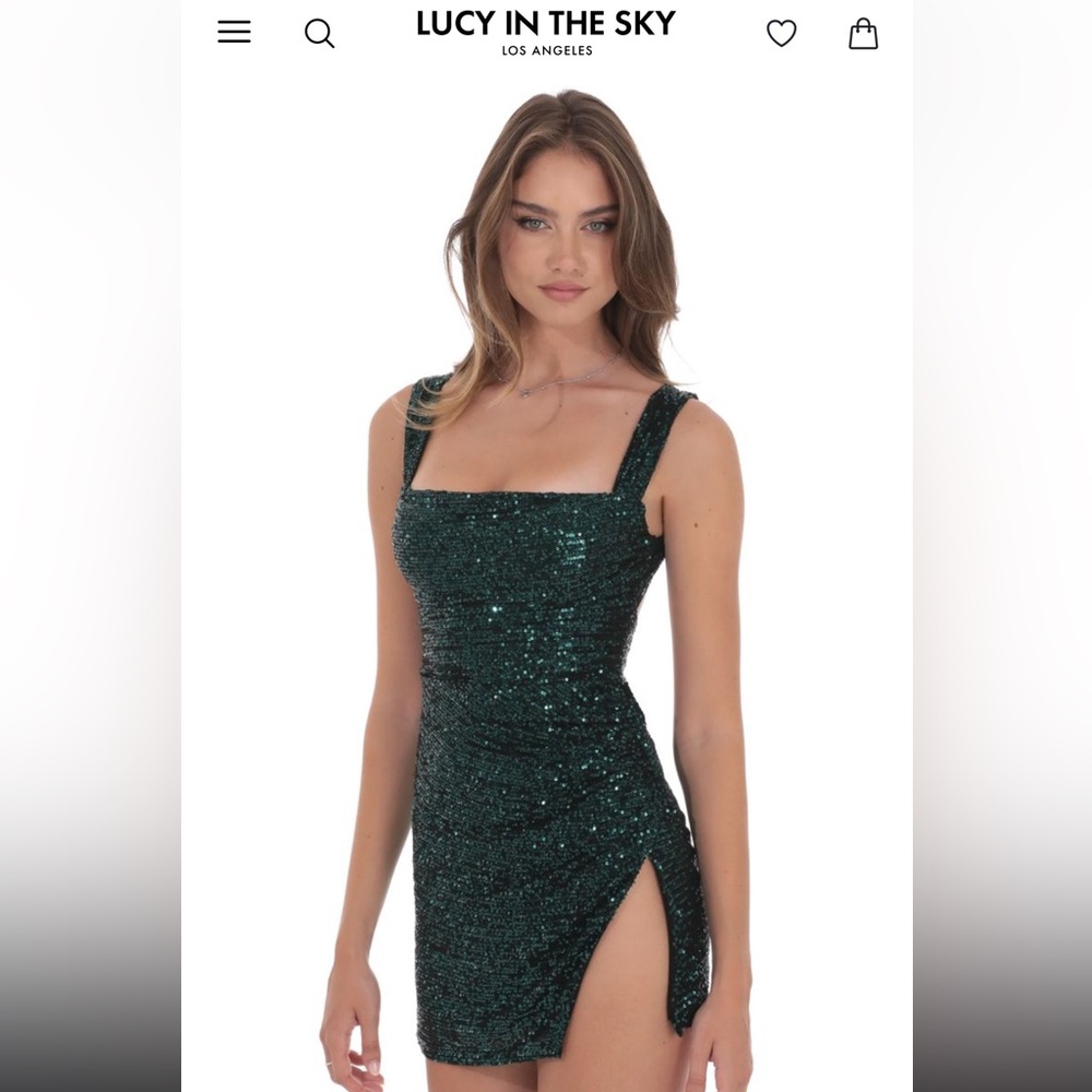 LucyintheSky Melina Sequin Bodycon Dress in Green Medium Formal Homecoming